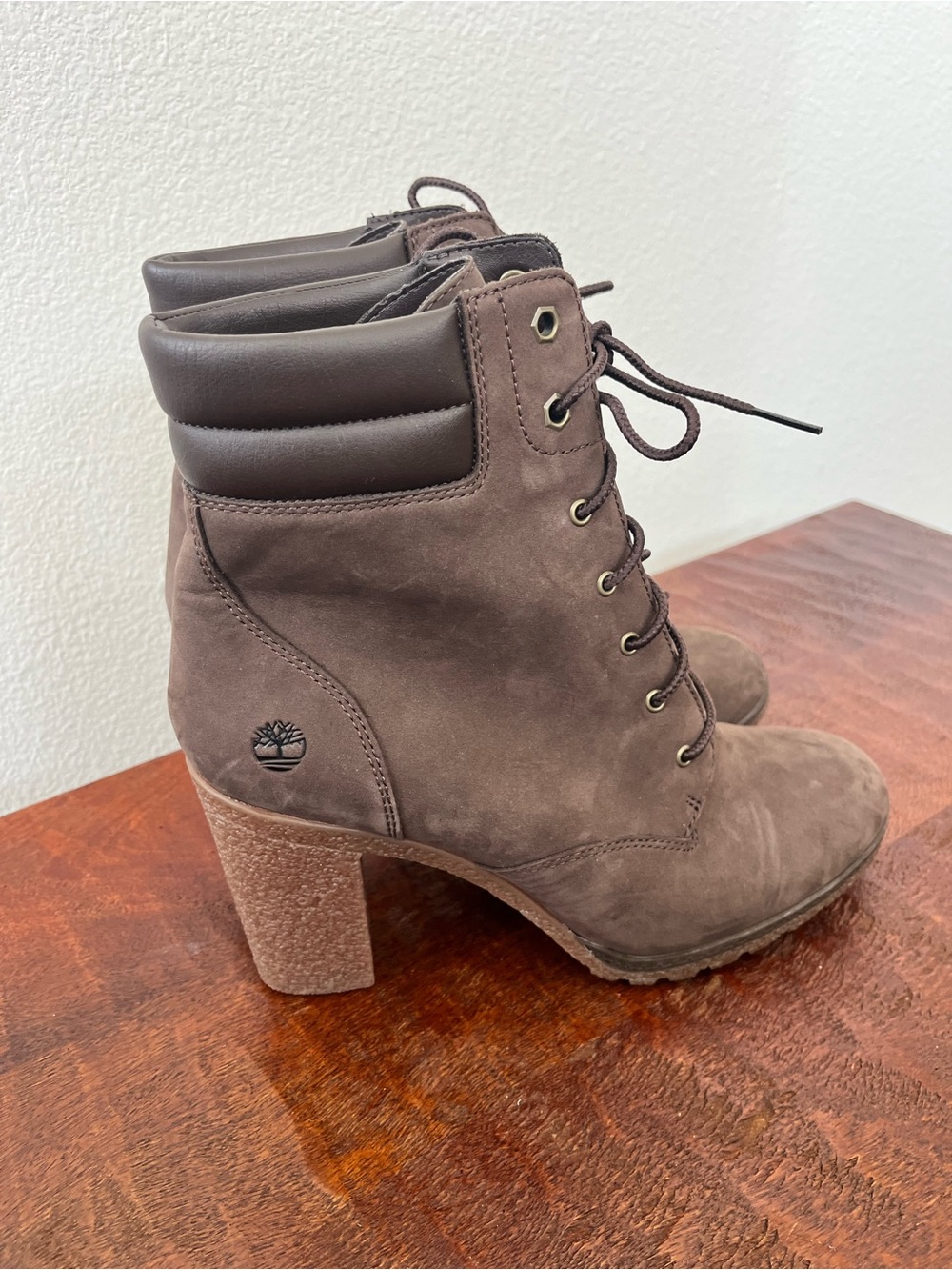 Timberland Ortholite Brown Leather Combat Hiking High Heel Western Boots sz 11 - Picture 3 of 14